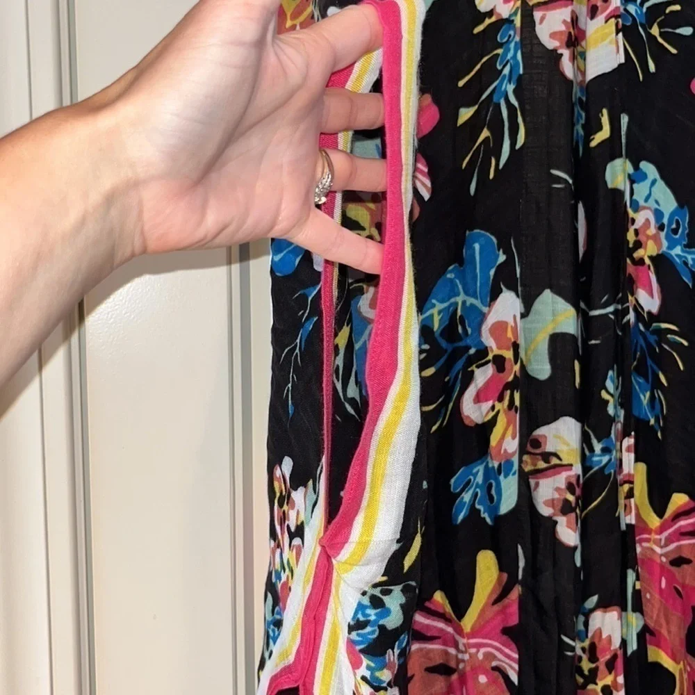Colorful floral Kimono caftan swim coverup one size moss rose